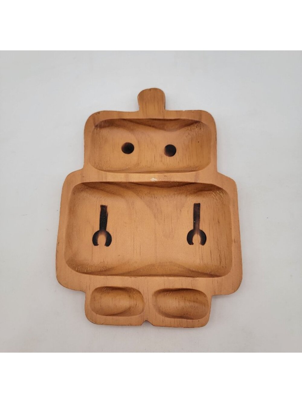 Wooden Robot-Shaped Divided Dish By Petit Et Maman
